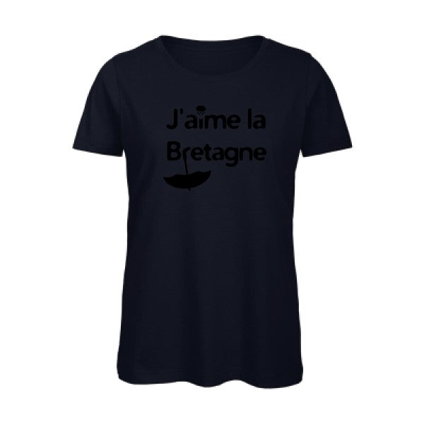 T shirt humour bio femme   femme bio|J'aime la Bretagne Noir 