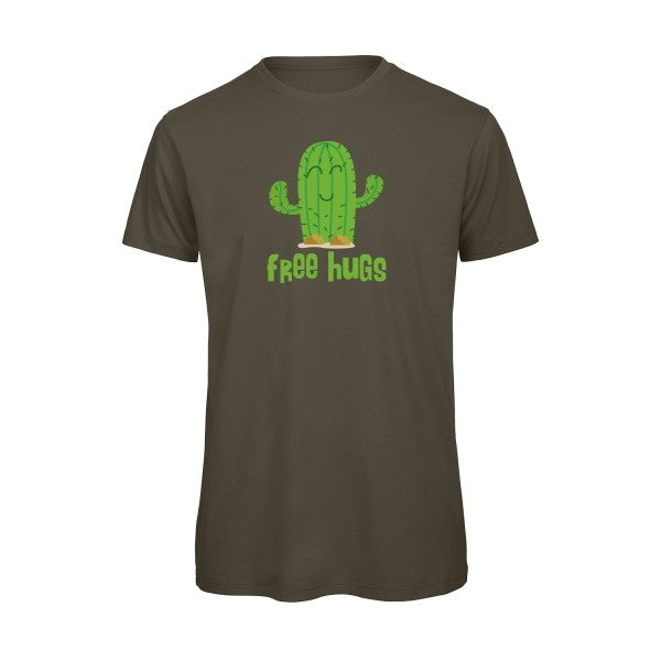 T-shirt humour original Freehugs T Shirt couleur Khaki Green