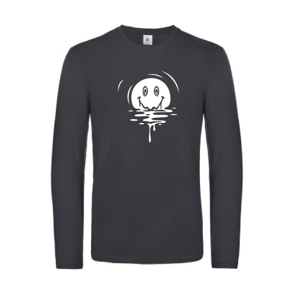 sun smile - t shirt- manches- longues- original- humour- Dark Grey impression Face
