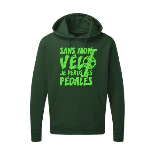 Sans mon vélo, je perds les pédales ! |Sweat  capuche humoristique Vert fluo 