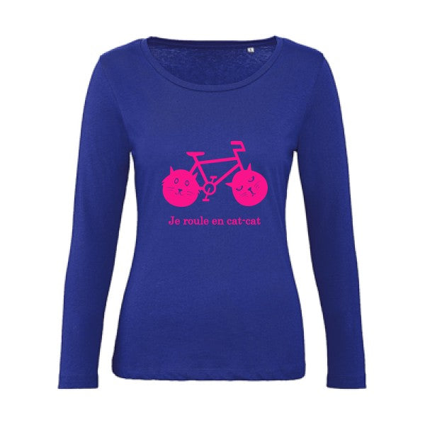 cat-cat bike Rose Fluo |   T shirt manches longues femme|100% bio