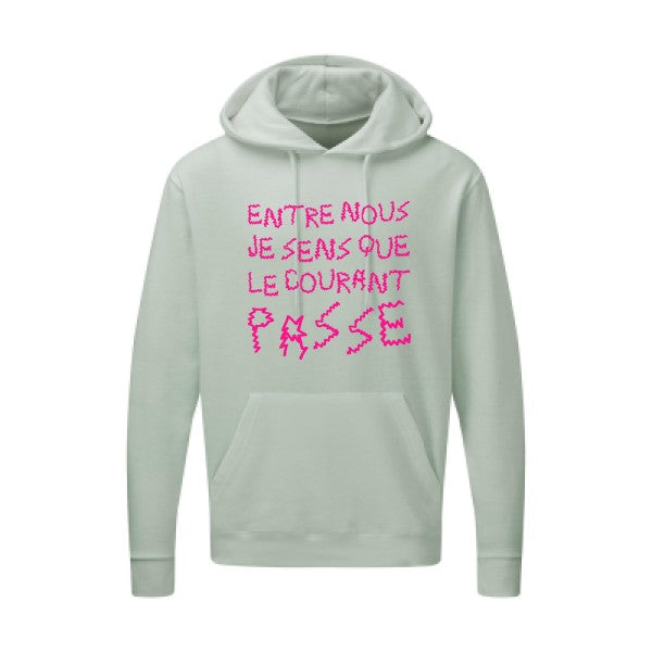 Entre nous, je sens que le courant passe ! |Sweat  capuche humoristique Rose fluo 