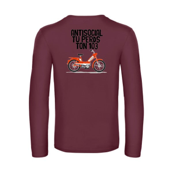 antisocial-t-shirt-manches-longues-original-humour -Burgundy