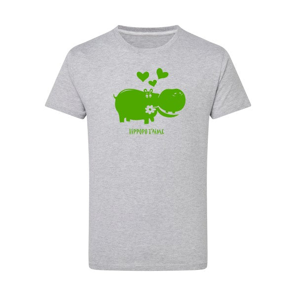 Hippopo t'aime vert pomme -Flex vert pomme sur T-shirt SG  Light Oxford  5XL