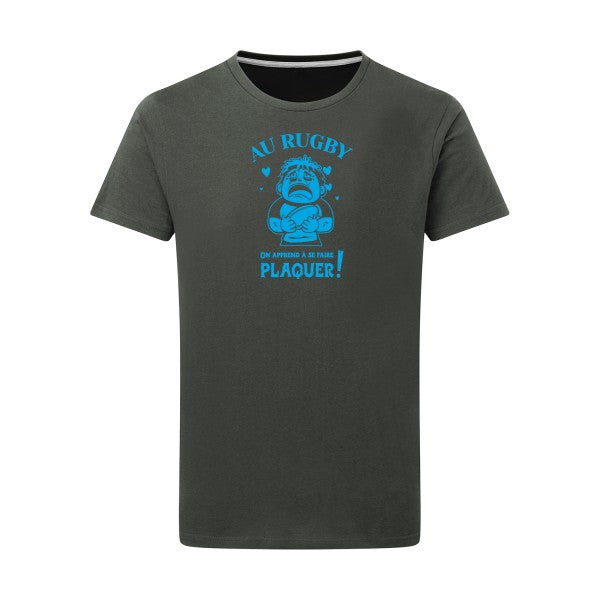 Au rugby, on apprend à se faire plaquer ! - Flex bleu clair Tshirt original Charcoal  5XL