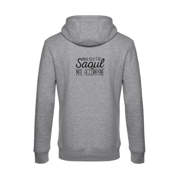 Maux-vieut-etre-Saoul sweat shirt original Heather Grey flex Noir impression Dos