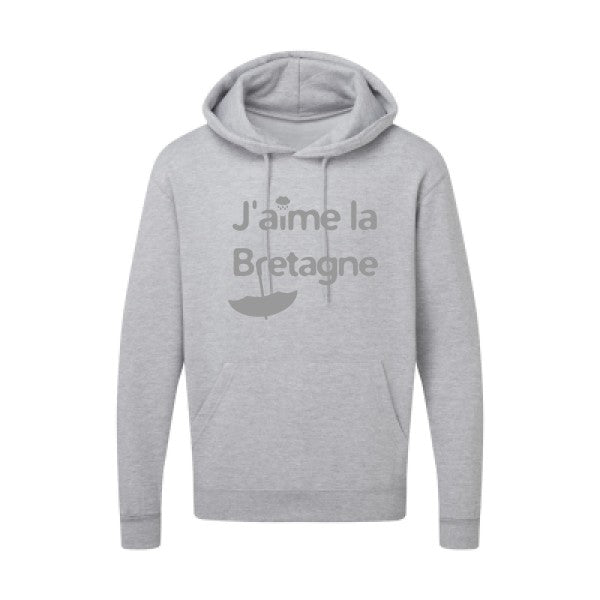 J'aime la Bretagne |Sweat  capuche humoristique Gris 