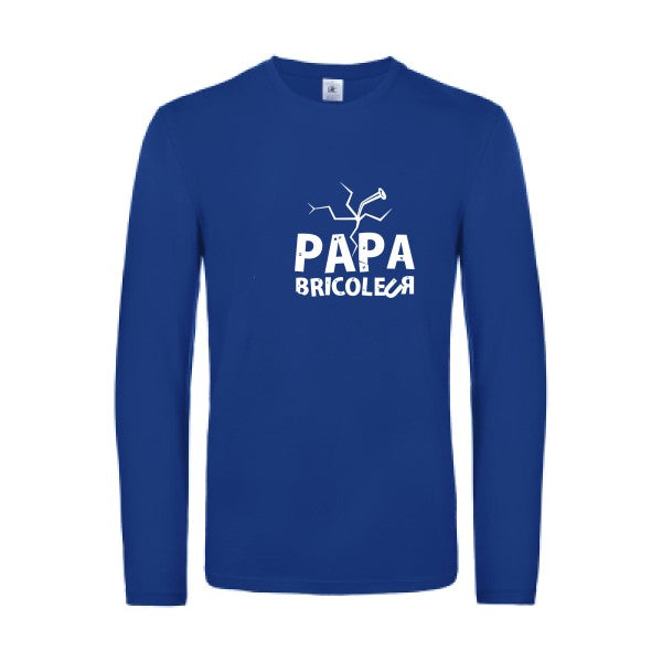 papa bricoleur - t shirt- manches- longues- original- humour- Royal Blue impression Face
