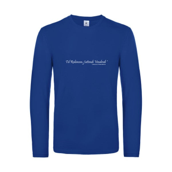 yes vendredi  - t shirt- manches- longues- original- humour- Royal Blue impression Face