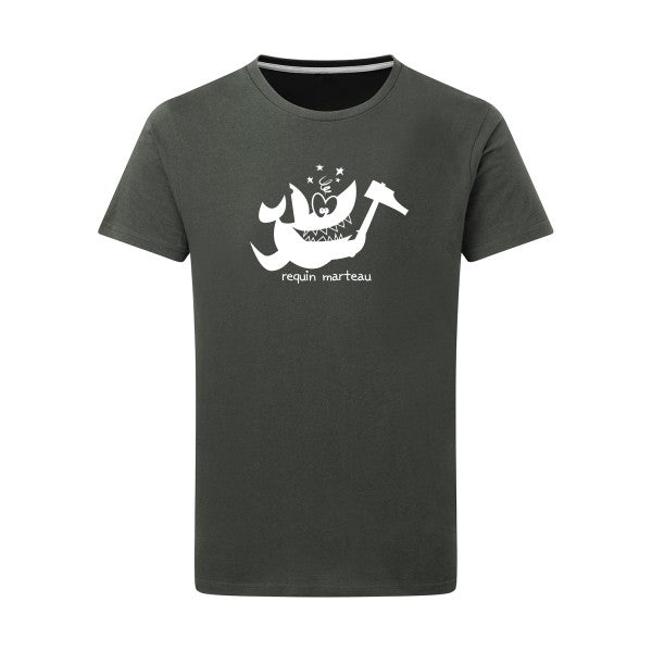 Requin marteau Blanc -Flex Blanc sur T-shirt SG  Charcoal  5XL