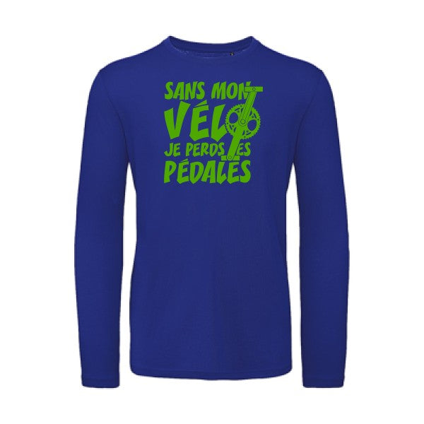 Sans mon vélo, je perds les pédales ! Vert pomme |T shirt bio homme rigolo manches longues