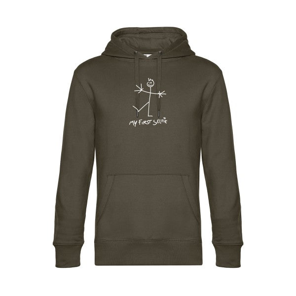 First-Selfie sweat shirt original Khaki flex Blanc impression Face