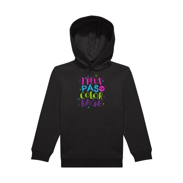 sweat capuche enfant Black J-peux-pas-j-ai-coloriage