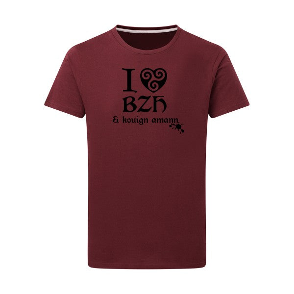 Love BZH & kouign noir -Flex noir sur T-shirt SG  Burgundy  2XL