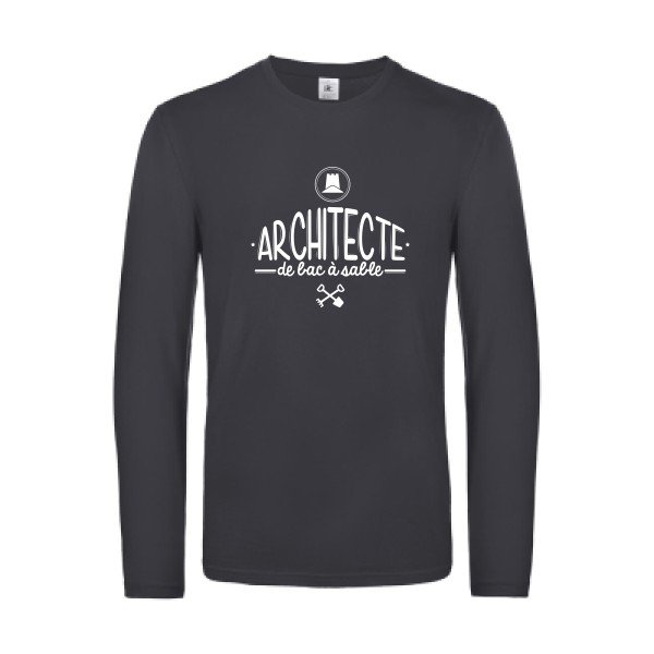 architecte de bac a sable - t shirt- manches- longues- original- humour- Dark Grey impression Face