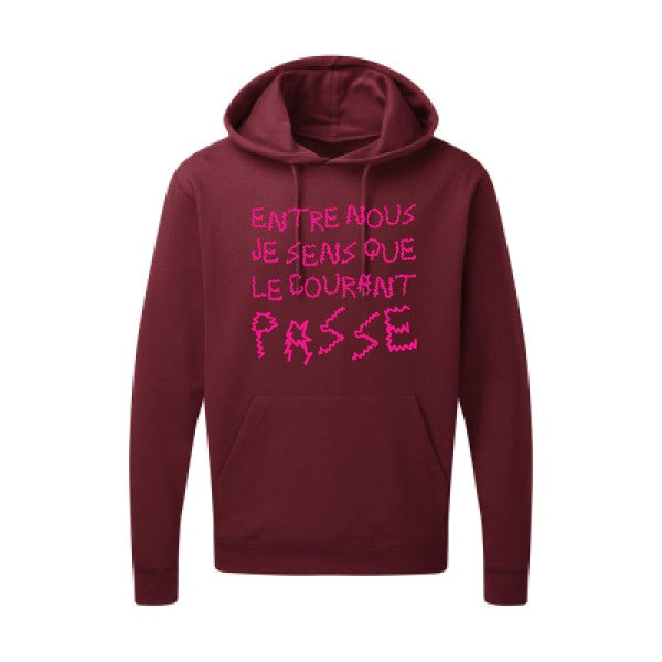 Entre nous, je sens que le courant passe ! |Sweat  capuche humoristique Rose fluo 