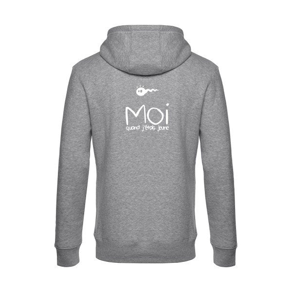 Moi-quand-j-etais-jeune sweat shirt original Heather Grey flex Blanc impression Dos