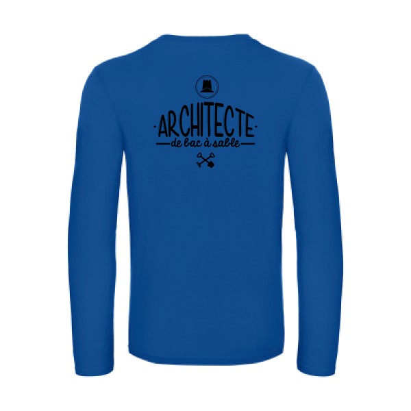 architecte de bac a sable - t shirt- manches- longues- original- humour- Royal Blue impression Dos