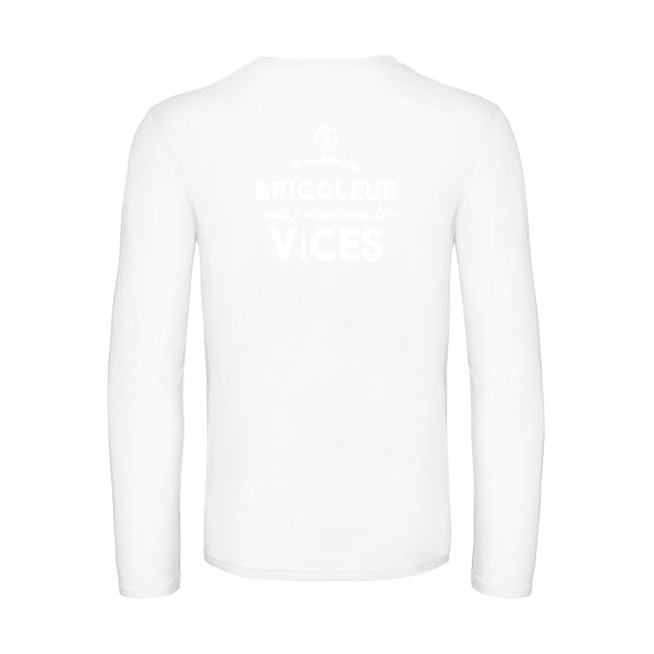 je ne suis pas bricoleur - t shirt- manches- longues- original- humour- White impression Dos