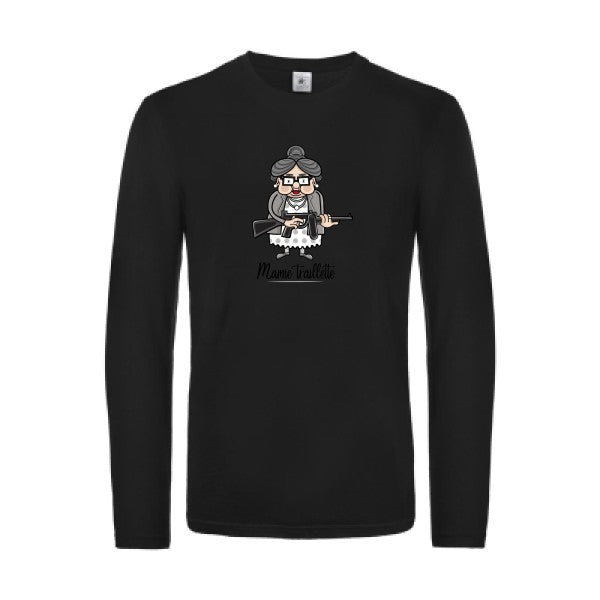 mamie-traillette-t-shirt-manches-longues-original-humour -Black