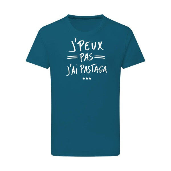 J'peux pas j'ai pastaga Blanc -Flex Blanc sur T-shirt SG  Petrol  2XL