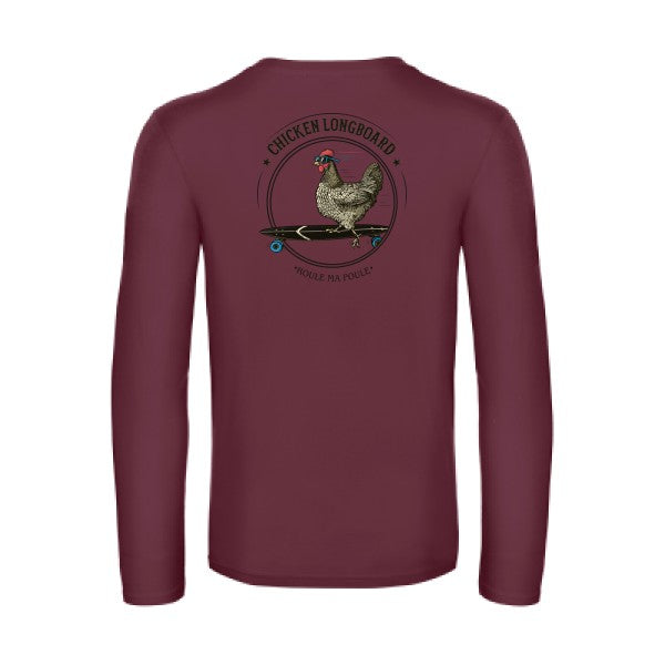chicken-longboard-t-shirt-manches-longues-original-humour -Burgundy