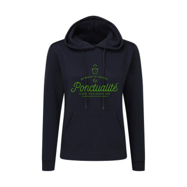 La Ponctualité Vert pomme |Sweat original à capuche Femme