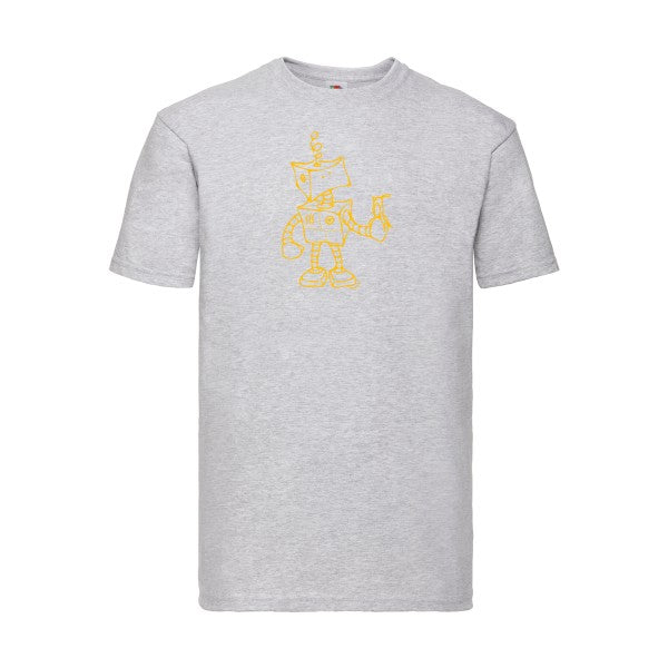 T-shirt|Robot & Bird |flex jaune Or| Fruit of the loom 205 g 