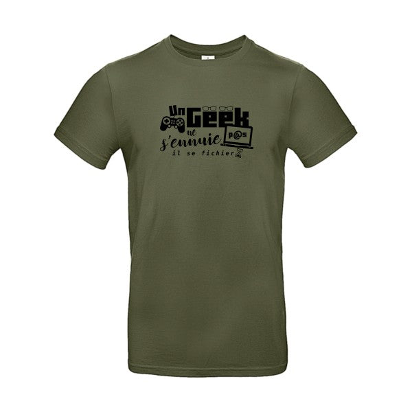 Un geek ne s'ennuie pas Flex noir |E190 T-shirt|Urban Khaki||2XL