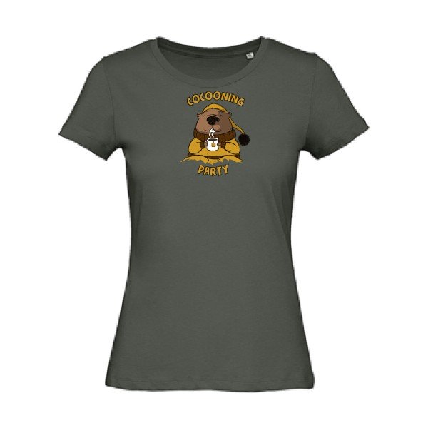 Cocooning- - t-shirt original femme Millennial Khaki