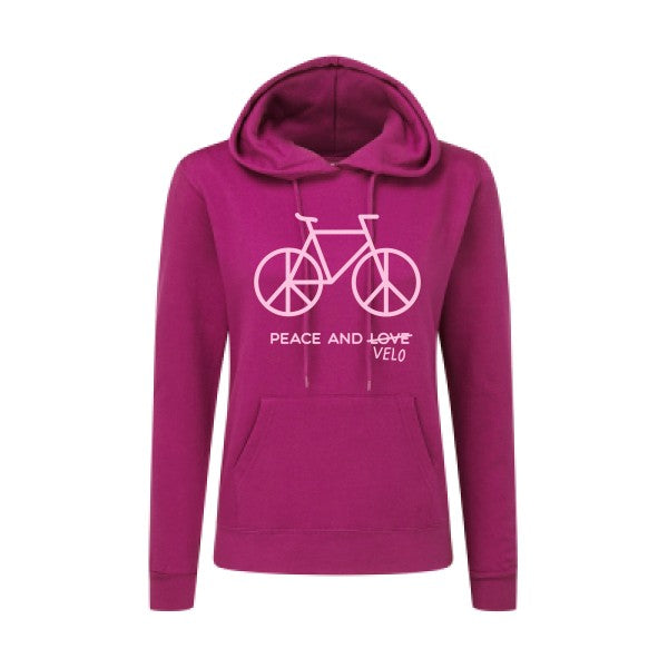 Peace and vélo Rose |Sweat original à capuche Femme