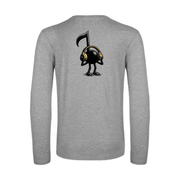 la-musique-dans-la-peau-t-shirt-manches-longues-original-humour -Sport Grey