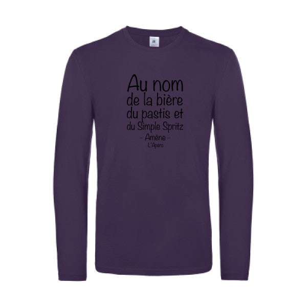 priere de l apero - t shirt- manches- longues- original- humour- Urban Purple impression Face
