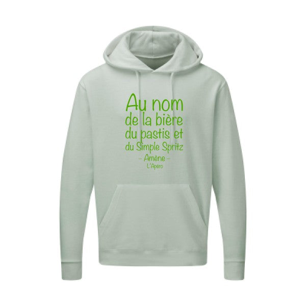 prière de l'apéro Vert pomme |Sweat capuche imprimé homme