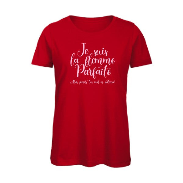 T shirt humour bio femme   femme bio|La flemme parfaite Rose 