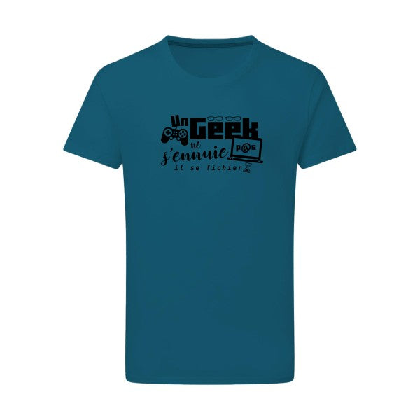 Un geek ne s'ennuie pas - Flex noir Tshirt original Petrol  2XL