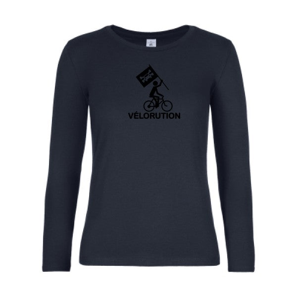 t-shirt lsl femme Velorution Navy flex Noir
