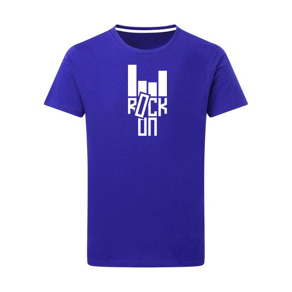 Rock On ! -Flex Blanc sur T-shirt SG  Royal Blue  5XL