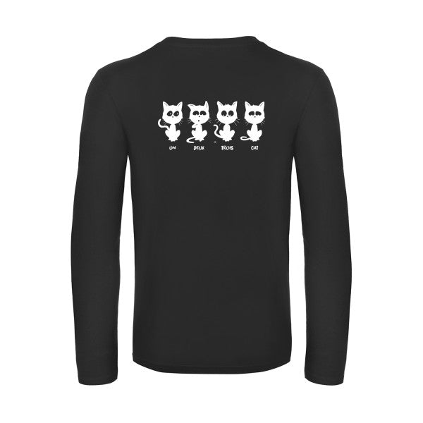 un deux trois cat - t shirt- manches- longues- original- humour- Black impression Dos