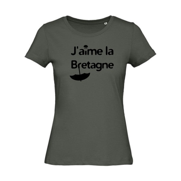 T shirt humour bio femme   femme bio|J'aime la Bretagne Noir 