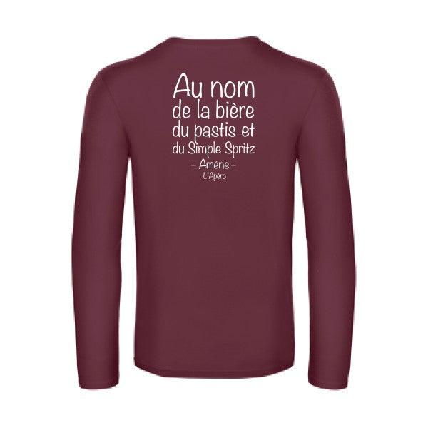 priere de l apero - t shirt- manches- longues- original- humour- Burgundy impression Dos