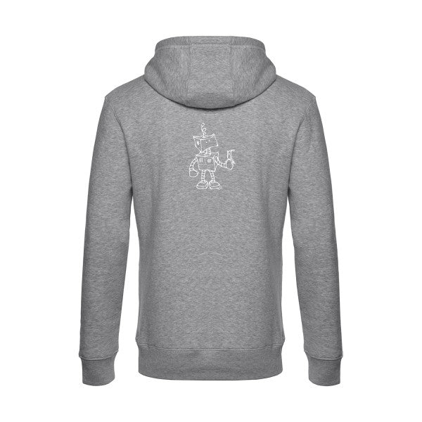 Robot-&-Bird sweat shirt original Heather Grey flex Blanc impression Dos