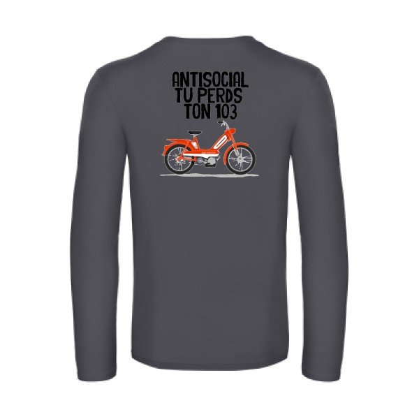 antisocial-t-shirt-manches-longues-original-humour -Dark Grey