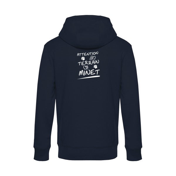 Attention-Terrain-Minet sweat shirt original Navy Blue flex Blanc impression Dos