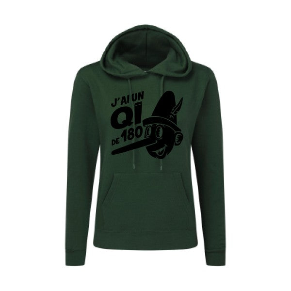 Quotient intellectuel Noir |Sweat original à capuche Femme