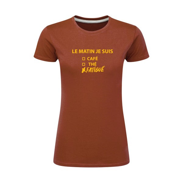 Le matin je suis...| jaune Or |T shirt original femme|SG