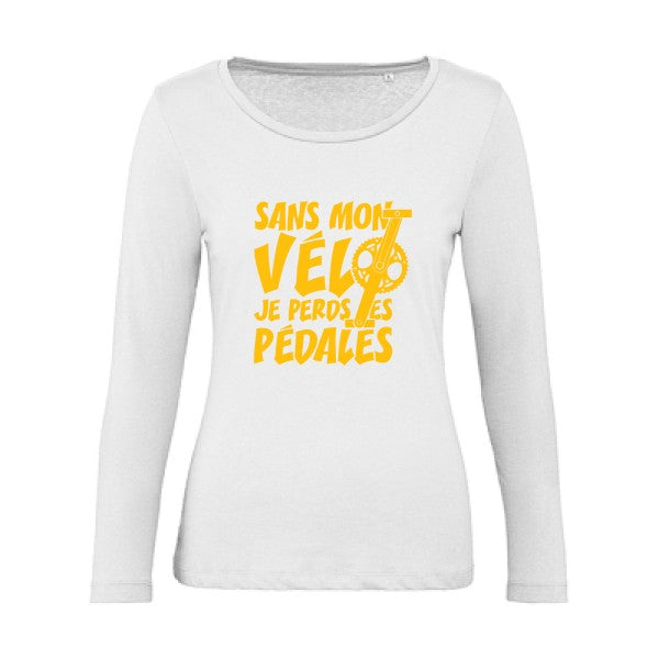 Sans mon vÃ©lo, je perds les pÃ©dales ! jaune Or |   T shirt manches longues femme|100% bio