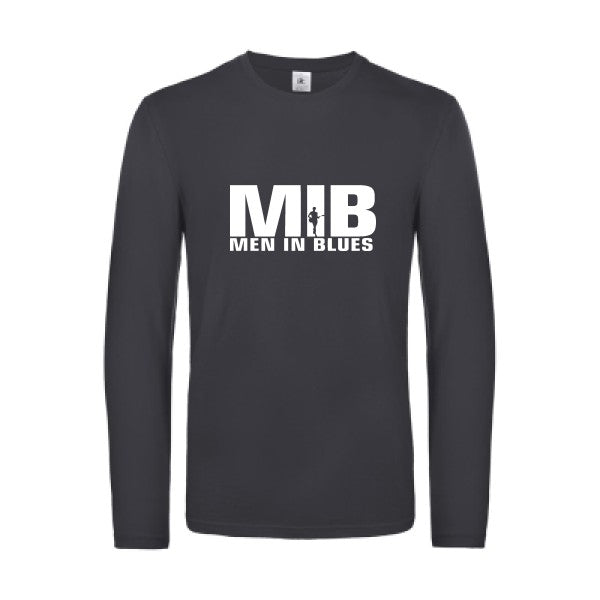 men in blues - t shirt- manches- longues- original- humour- Dark Grey impression Face