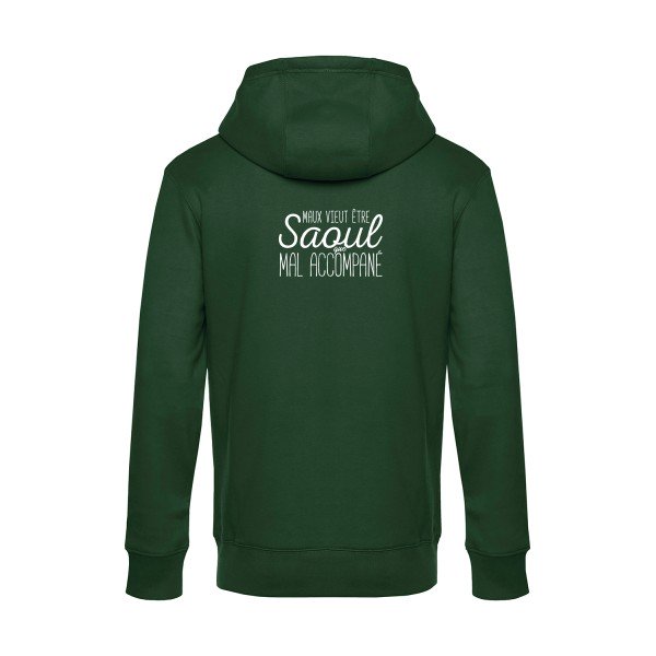 Maux-vieut-etre-Saoul sweat shirt original Bottle Green flex Blanc impression Dos