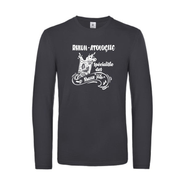 rhum atologue - t shirt- manches- longues- original- humour- Dark Grey impression Face